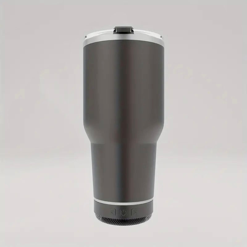 Bluetooth Speaker Tumbler – 15 oz Stainless Steel Insulated Travel Mug with Built-in Wireless Speaker – Spill-Resistant, Rechargeable, IPX6 Waterproof – Perfect for Coffee, Tea, and Music Lovers!