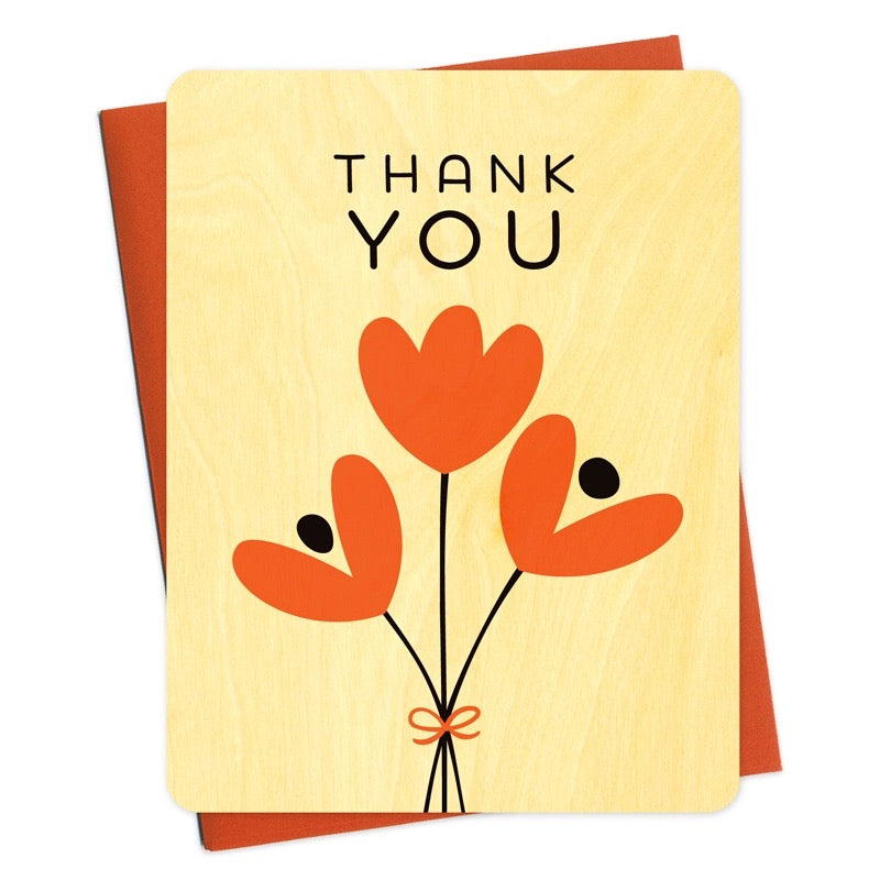 Graphic Tulips Thank You Wood Card