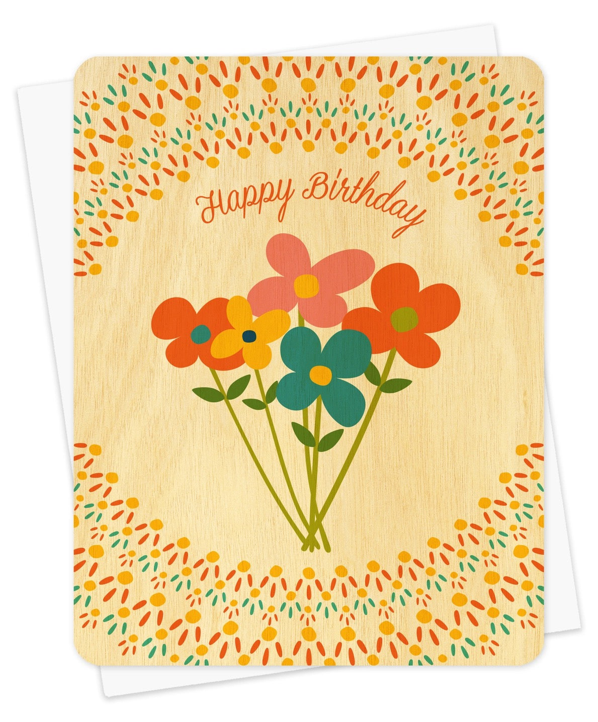 Wildflowers Happy Birthday Wood Card