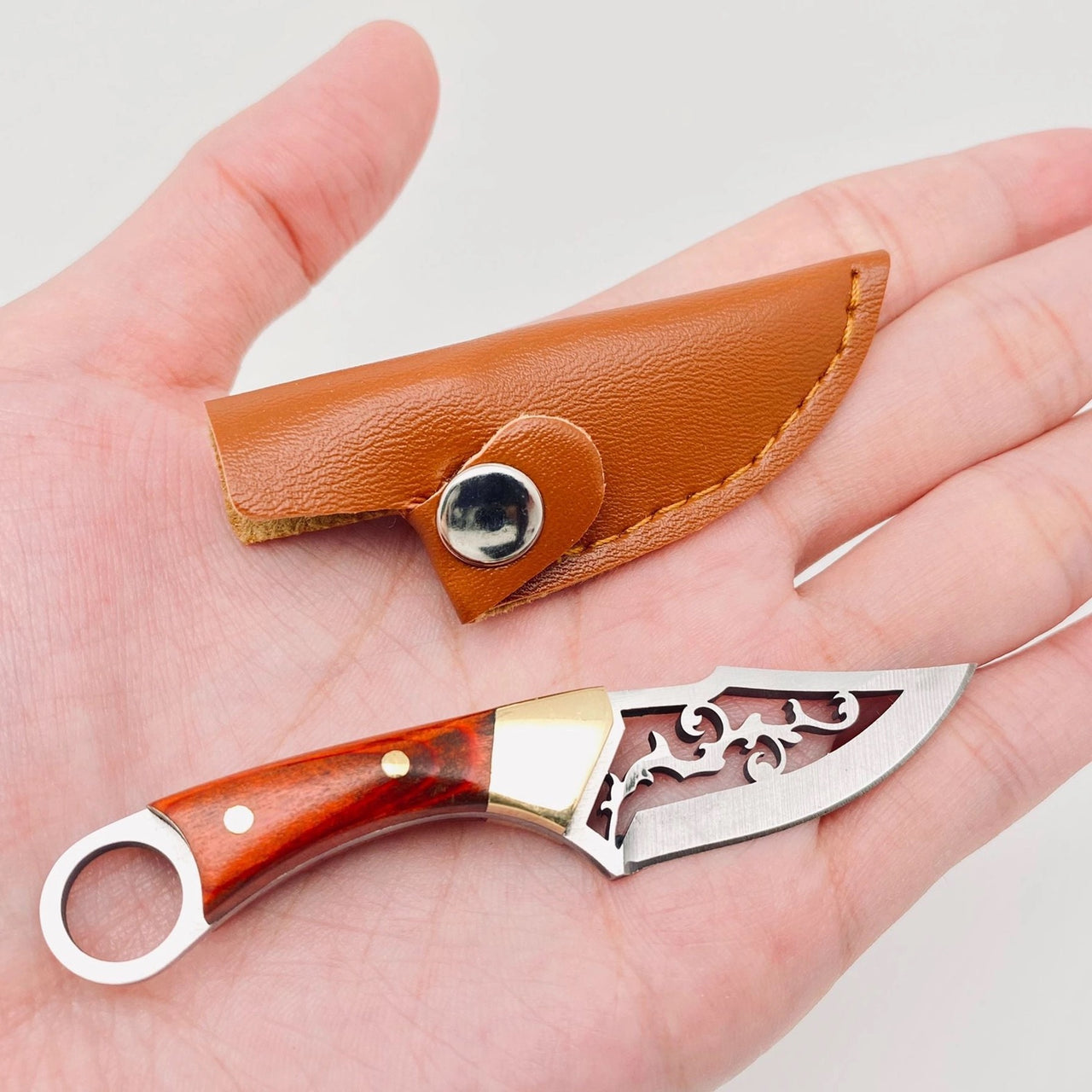 Hollow Blade Portable Wooden Handle Knife