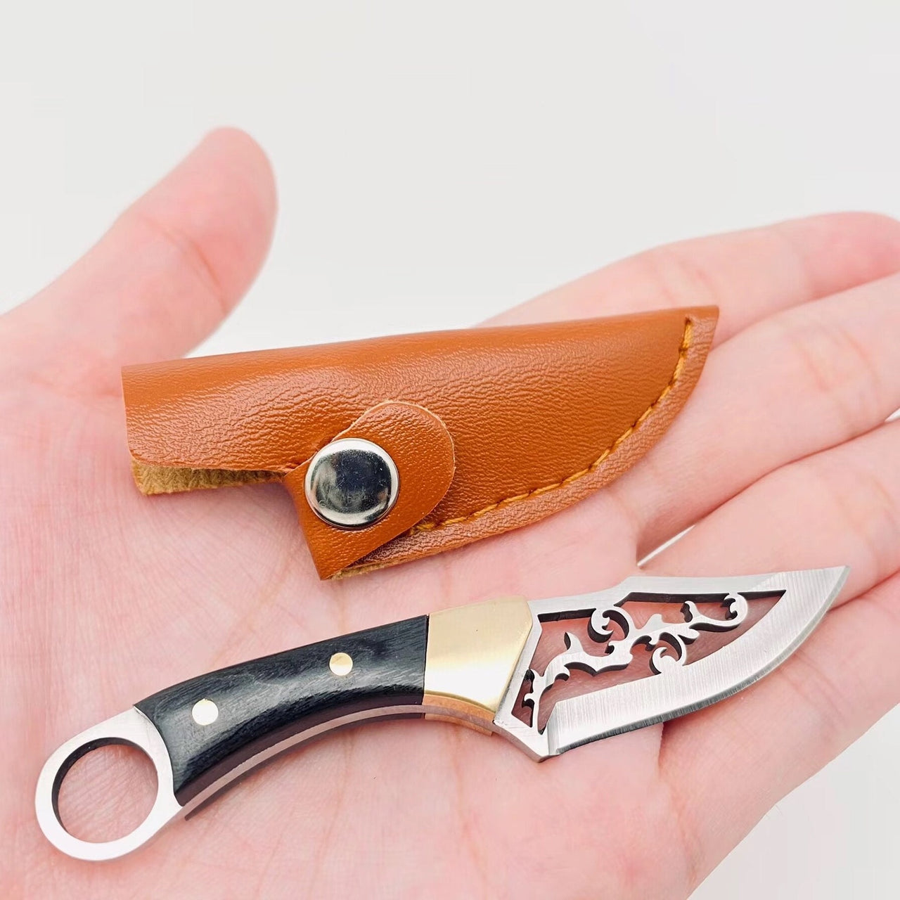 Hollow Blade Portable Wooden Handle Knife