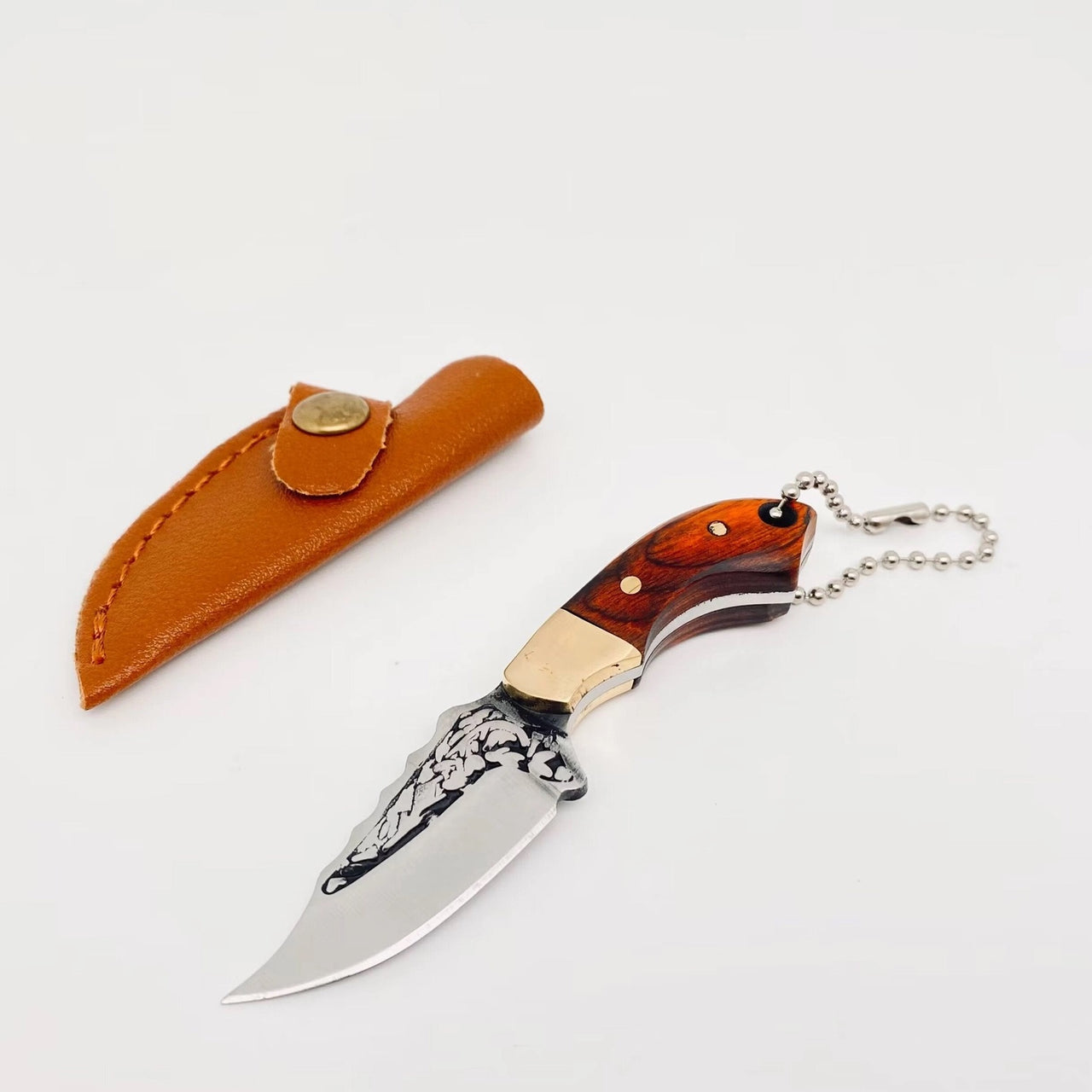 Wooden Handle Portable Mini Embossed Knife