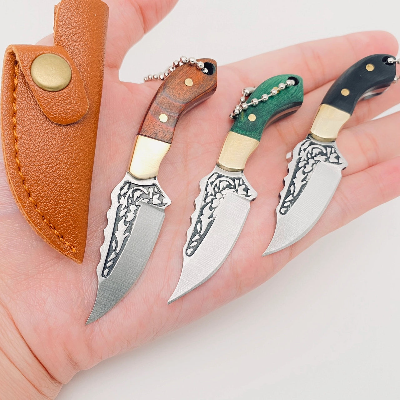 Wooden Handle Portable Mini Embossed Knife