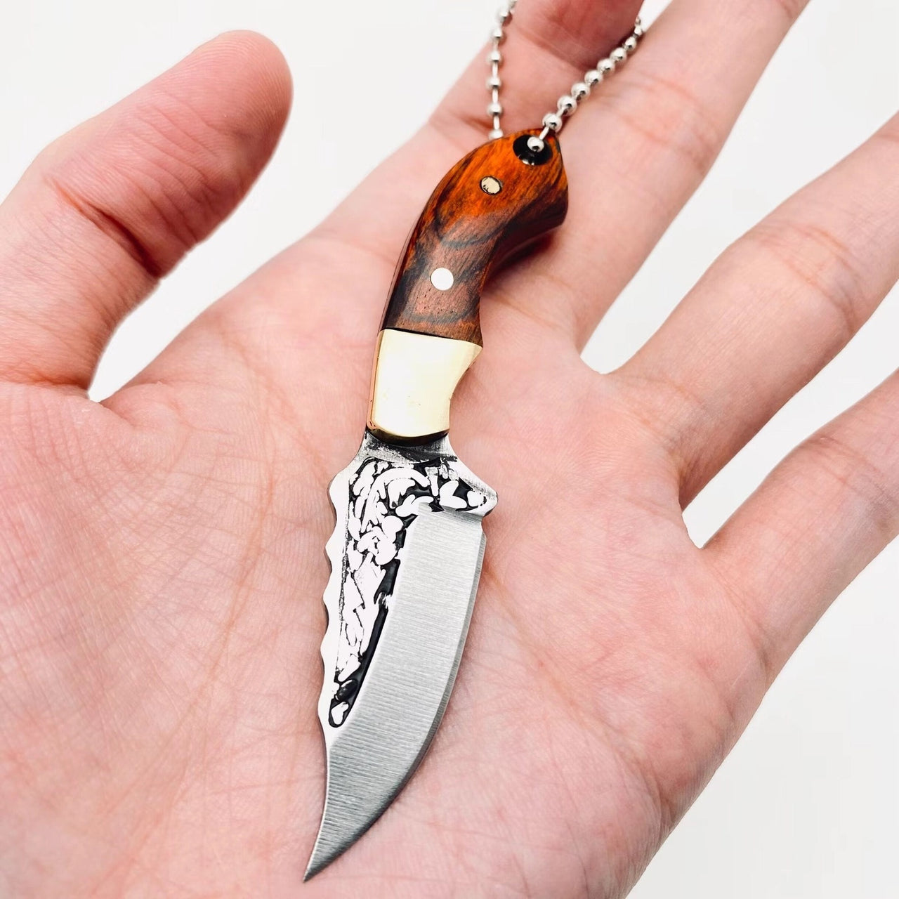 Wooden Handle Portable Mini Embossed Knife