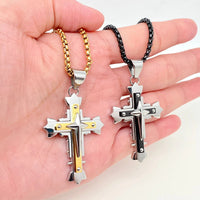 Thumbnail for Multi-Layer Cross Titanium Steel Pendant Necklace