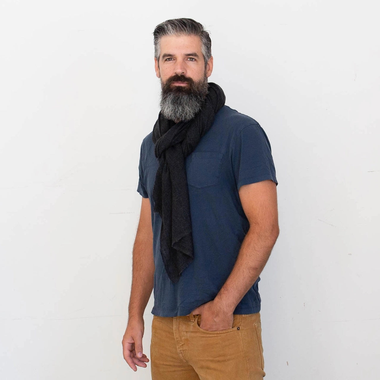 Graphite Dark Gray 100% Cashmere Scarf