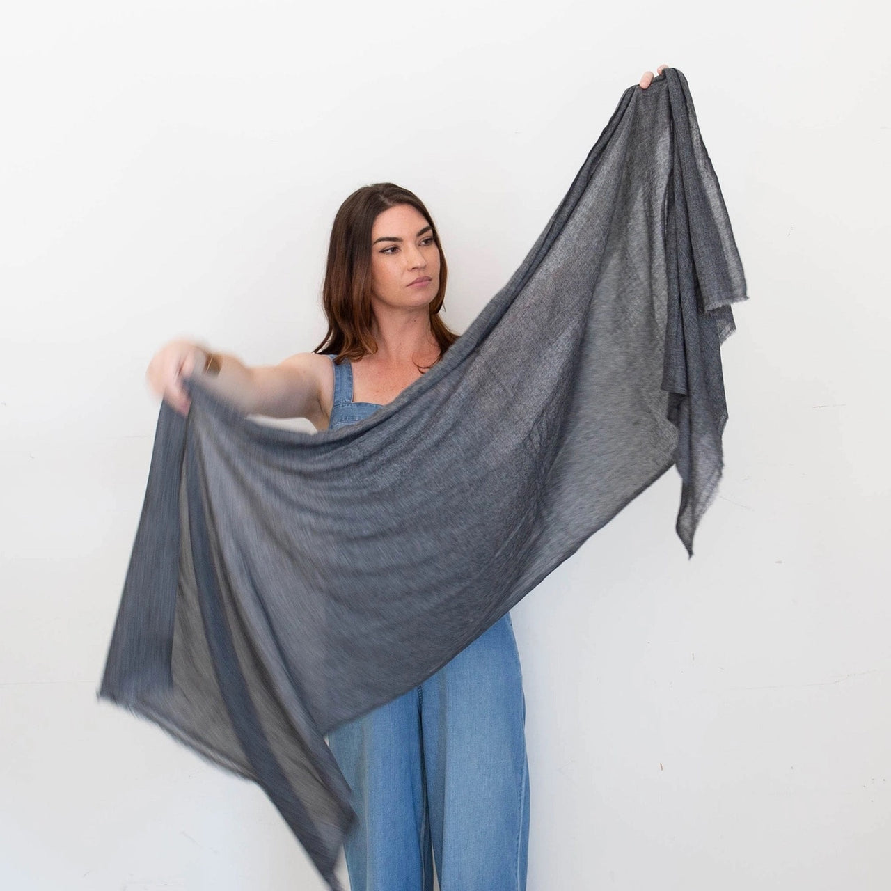 Steely Gray Cashmere All-Season Scarf