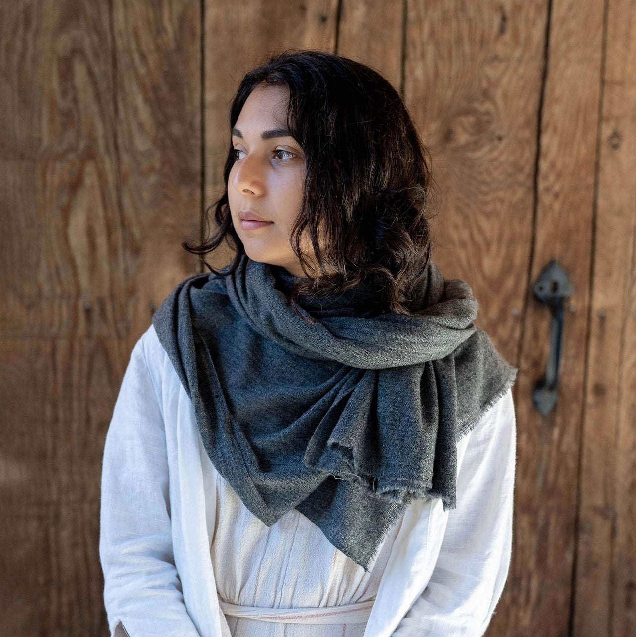 Steely Gray Cashmere All-Season Scarf