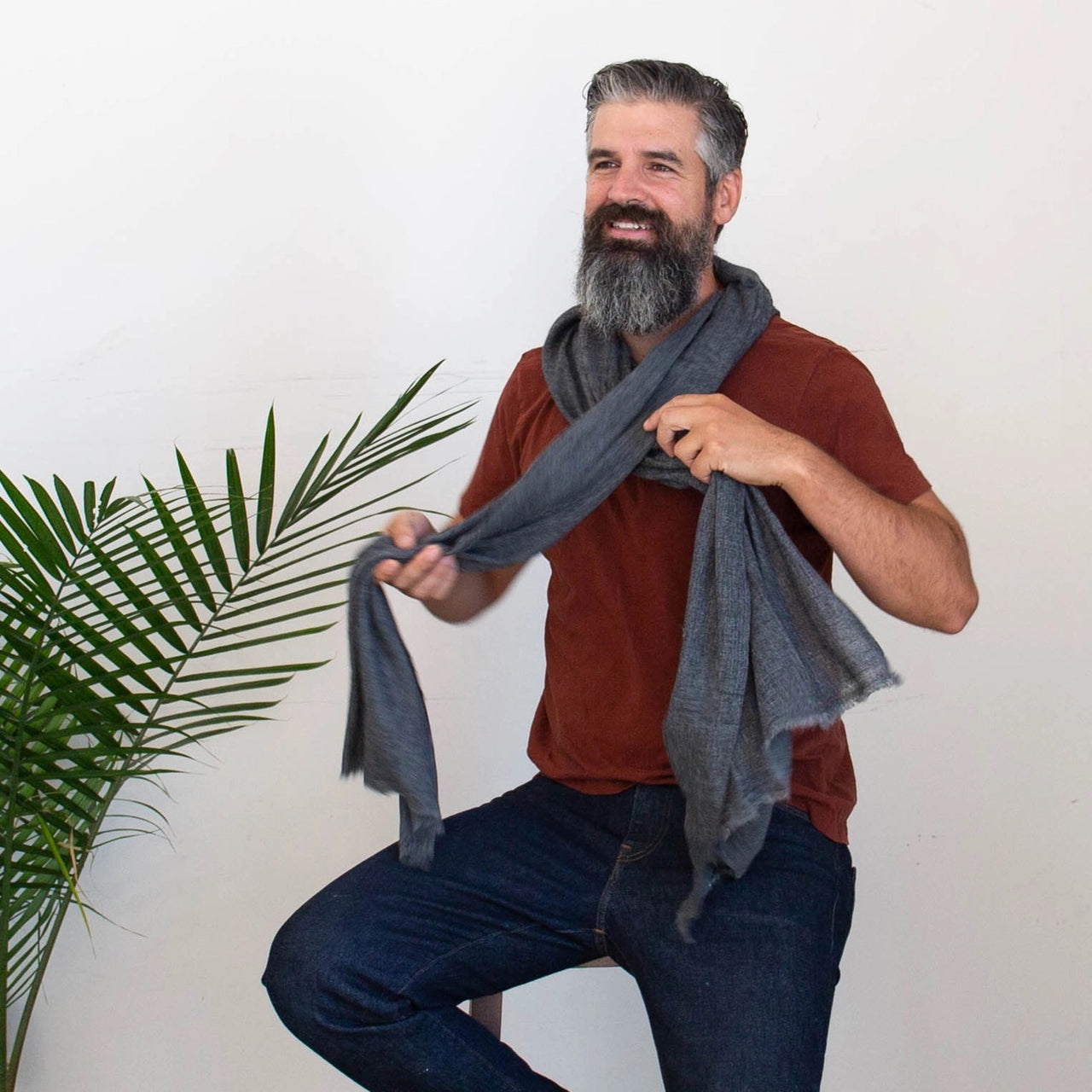 Steely Gray Cashmere All-Season Scarf