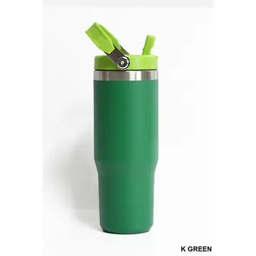 Stay Refreshed On-the-Go with the 30oz Stainless Steel Flip Straw Tumbler