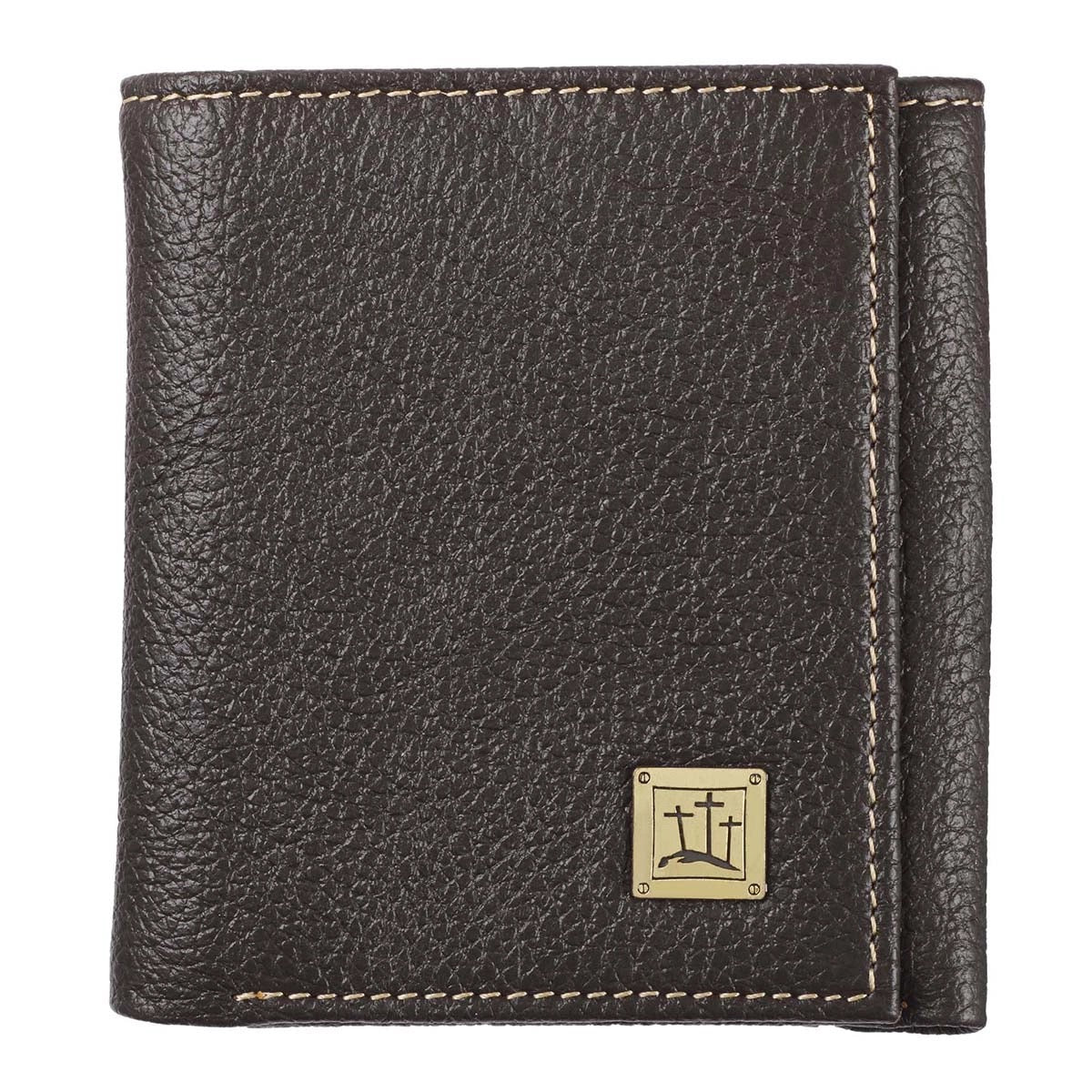 Brown Leather Wallet Crosses Badge