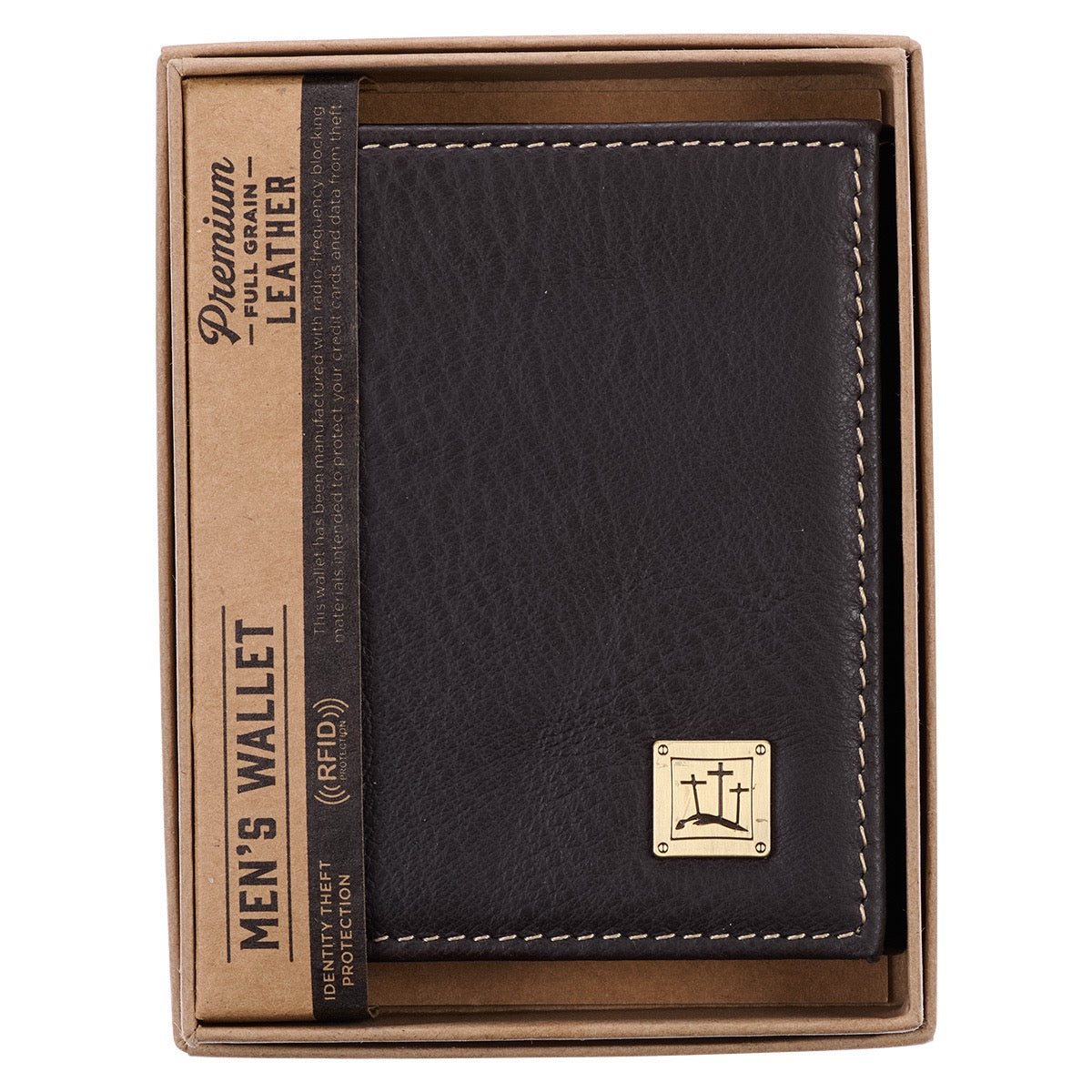 Brown Leather Wallet Crosses Badge