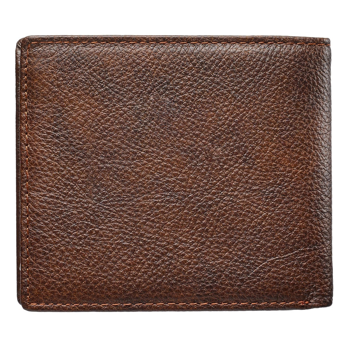 Brown Leather Wallet - Be Strong & Courageous Badge