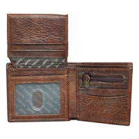 Thumbnail for Brown Leather Wallet - Be Strong & Courageous Badge