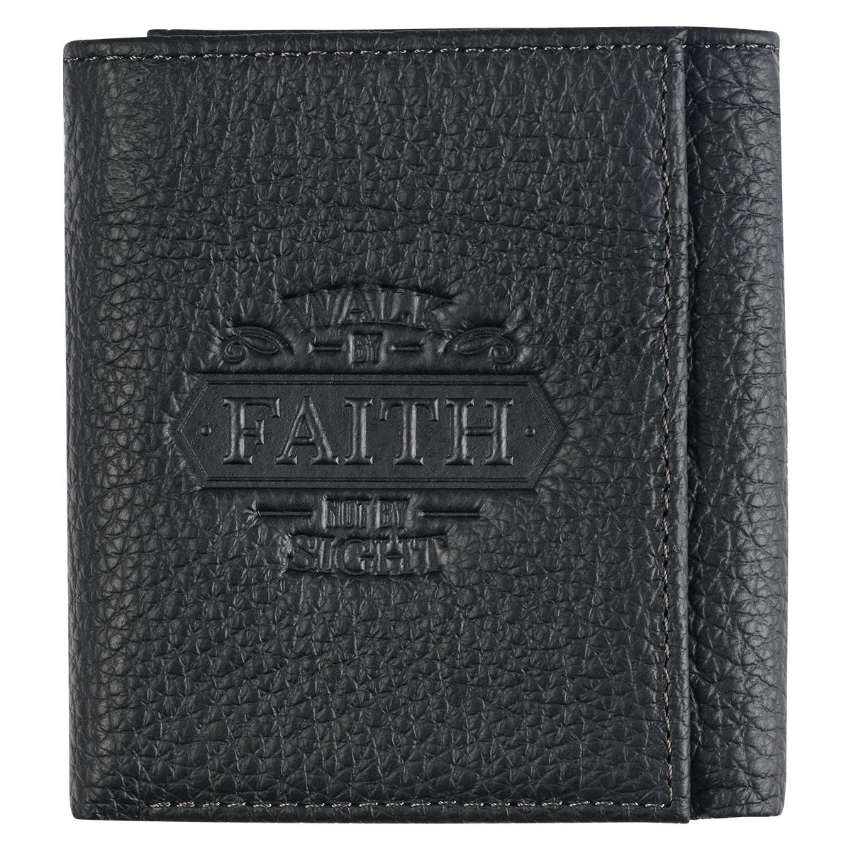 Black Leather Wallet - Walk By Faith