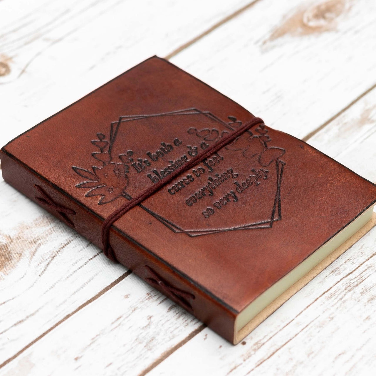 Feel Deeply Quote Brown Leather Journal