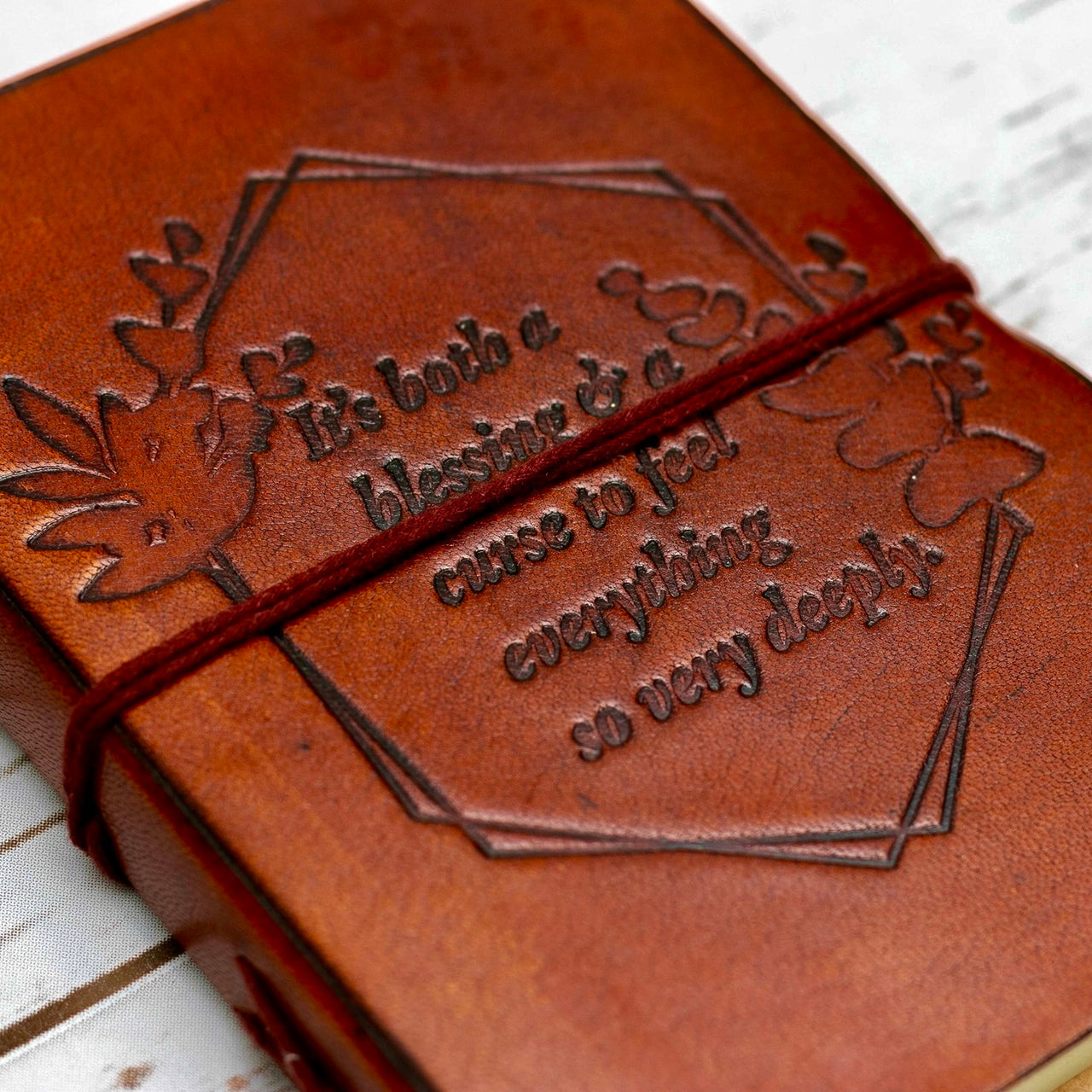 Feel Deeply Quote Brown Leather Journal