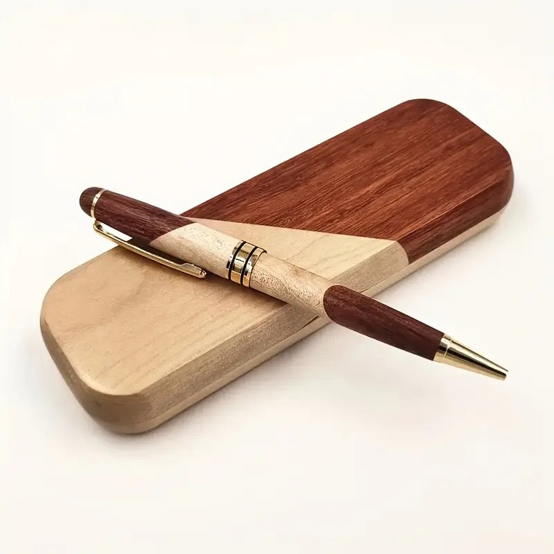 Handcrafted Wooden Ballpoint Pen with Display Case