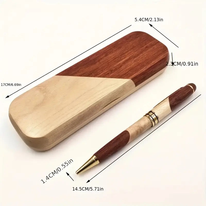 Handcrafted Wooden Ballpoint Pen with Display Case