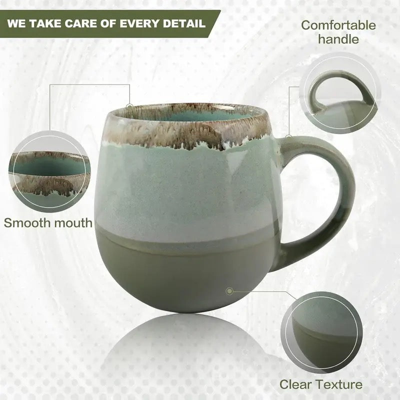 18oz Two-Tone Green Ceramic Coffee Mug