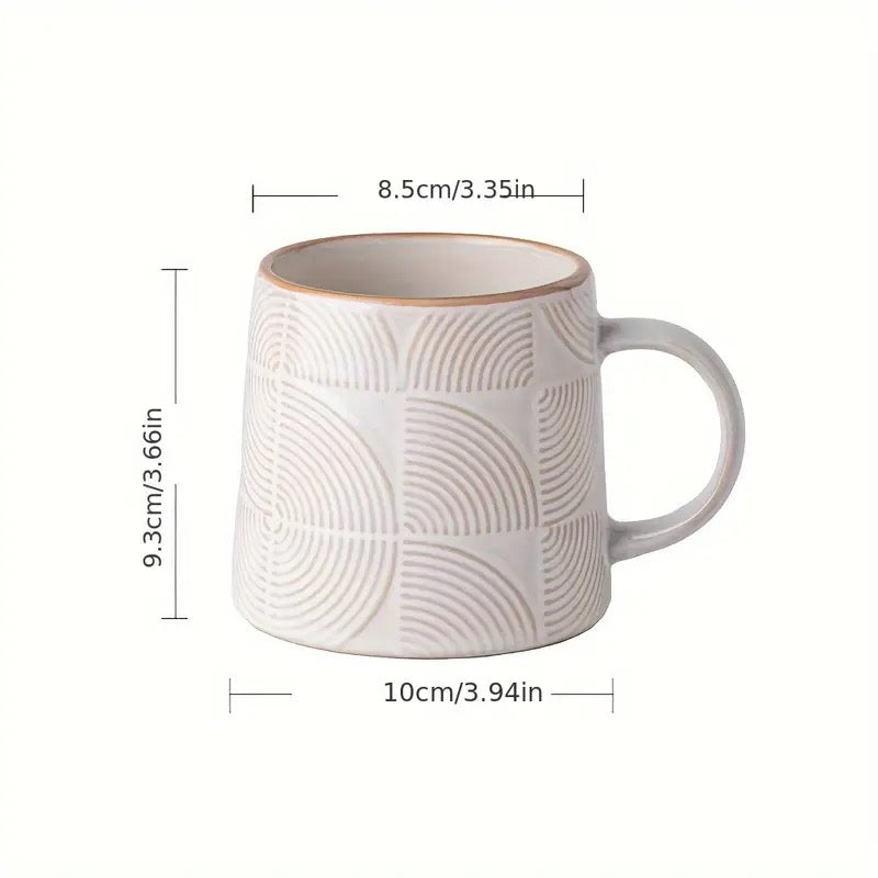 Vintage Embossed Ceramic Coffee Mug