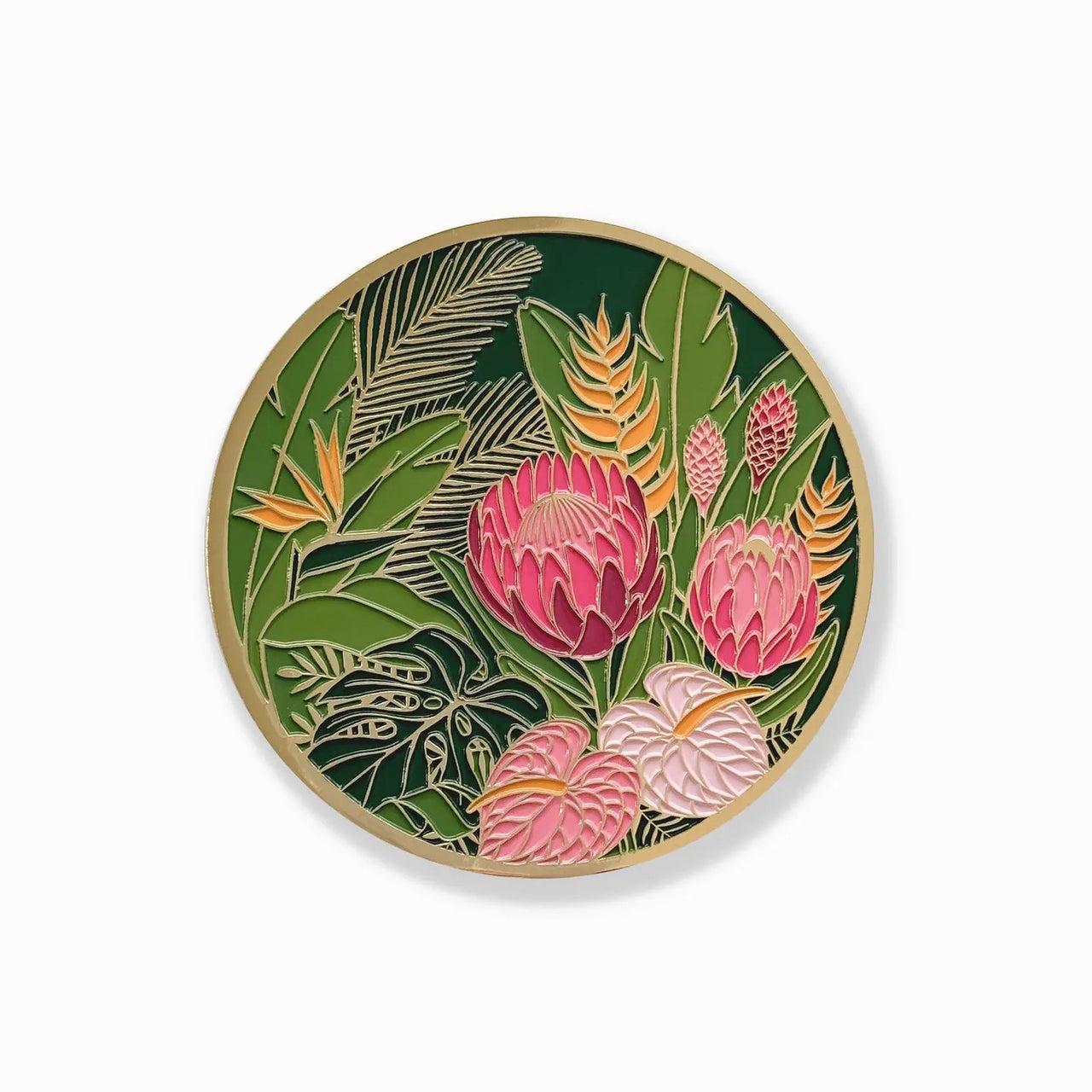 18k Gold-Plated Tropical Floral Coasters