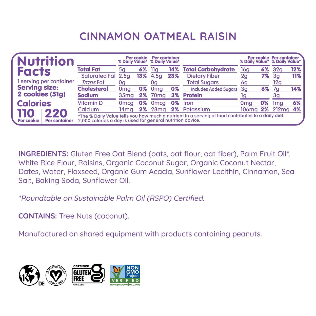 Cinnamon Oatmeal Raisin Cookies - Individually Wrapped