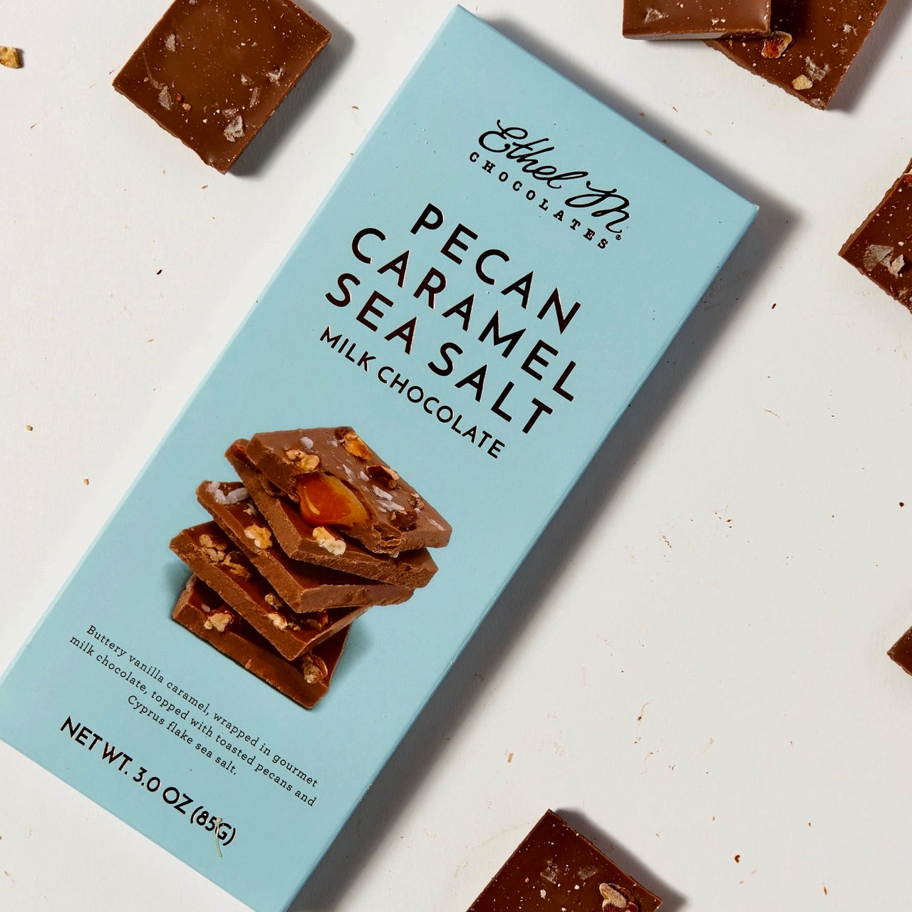 Gourmet Tablet Bar – Vanilla Caramel, Milk Chocolate, Pecans & Sea Salt