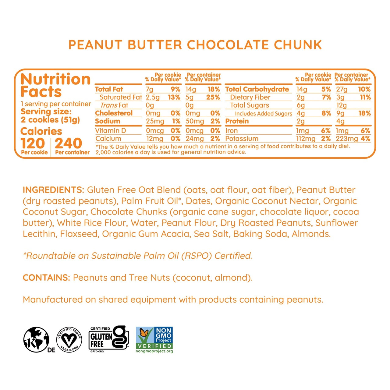 Peanut Butter Chocolate Chunk Cookies - Individually Wrapped