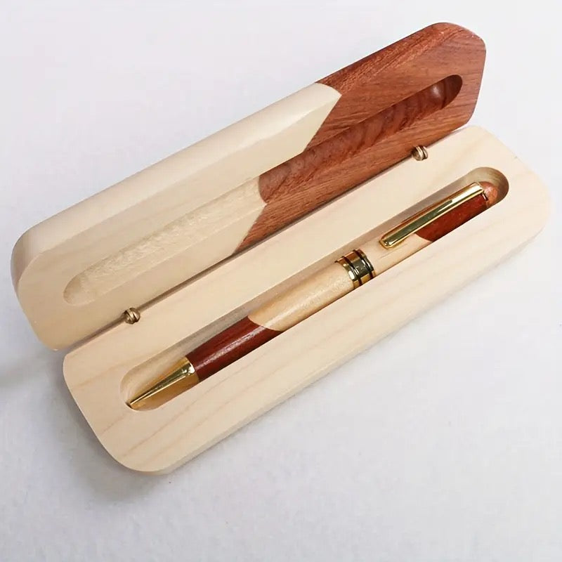 Handcrafted Wooden Ballpoint Pen with Display Case